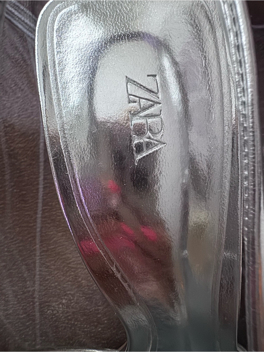 Zara Silver Pointed-Toe Slingback Kitten Heels SZ 7 - Picture 5 of 8